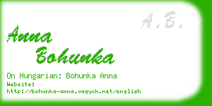 anna bohunka business card